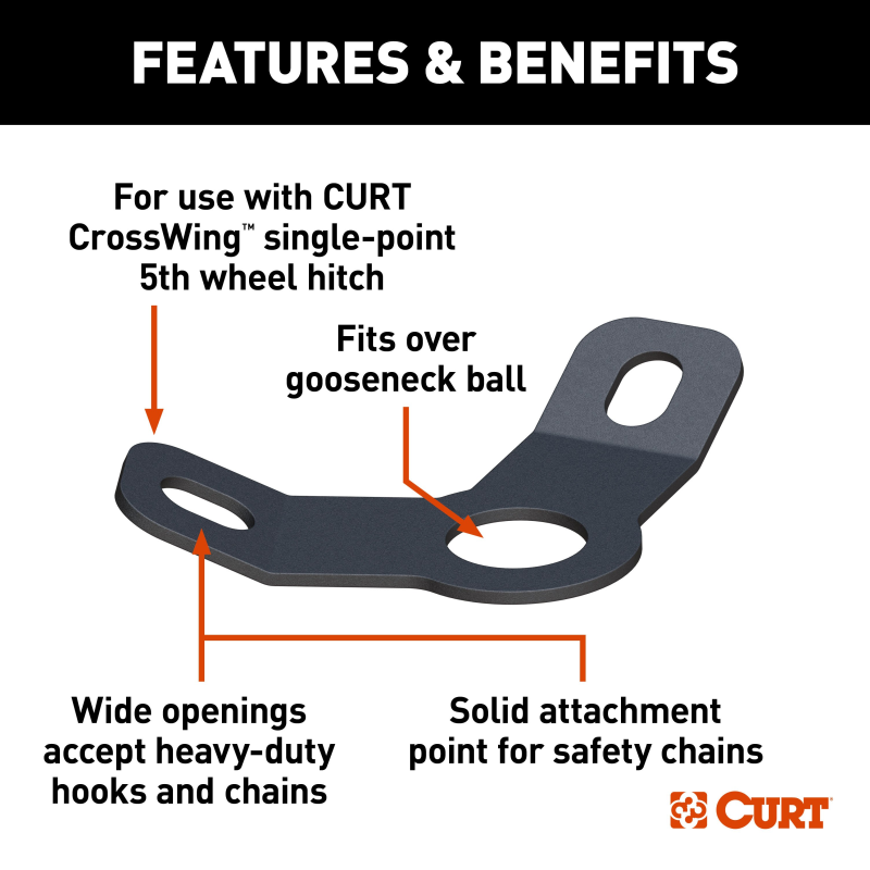 CURT CrossWing 5th Wheel Safety Chain Anchor Plate for Gooseneck Ball Model 16615