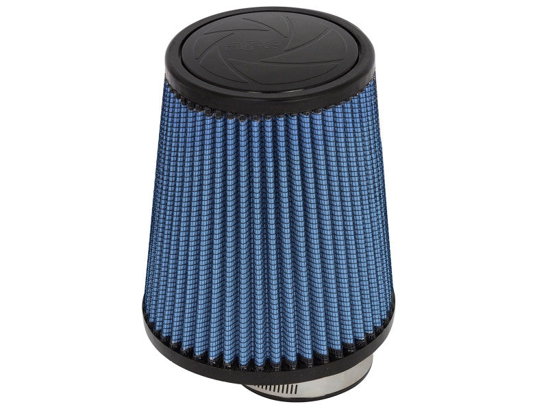 Universal AFE Magnum FLOW air filter with a blue mesh design, measuring 3 inches in diameter at the base and 7 inches high.