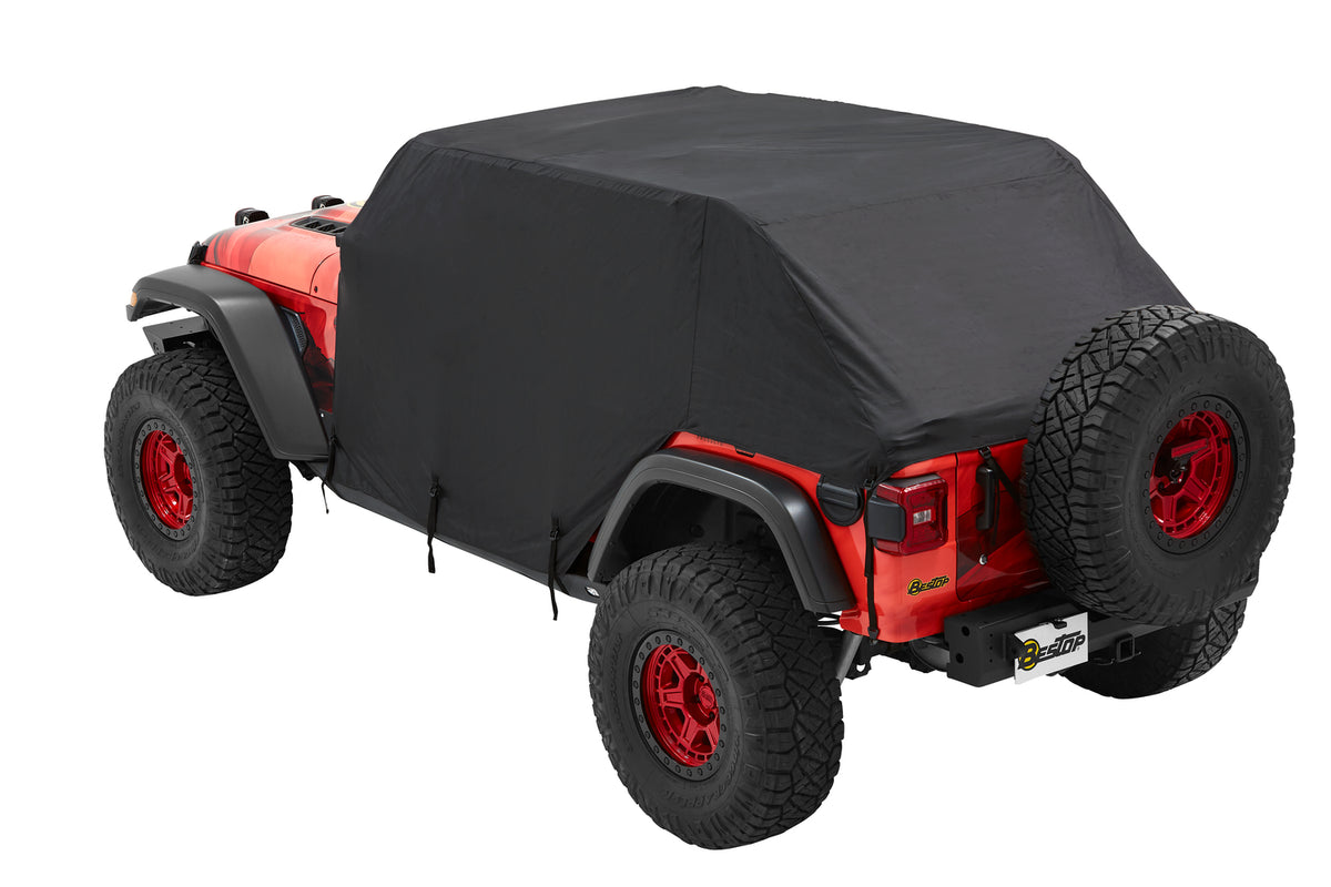 All Weather Trail Cover Jeep '07-18 Wrangler JK '18-26 JL 4-Door Black, Trektop Bestop