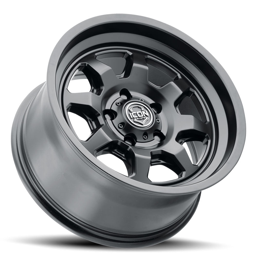 Nuevo 17 X 8.5 / 6 X 135 6MM Offset 5 Inch Back Space Satin Black, ICON Alloys
