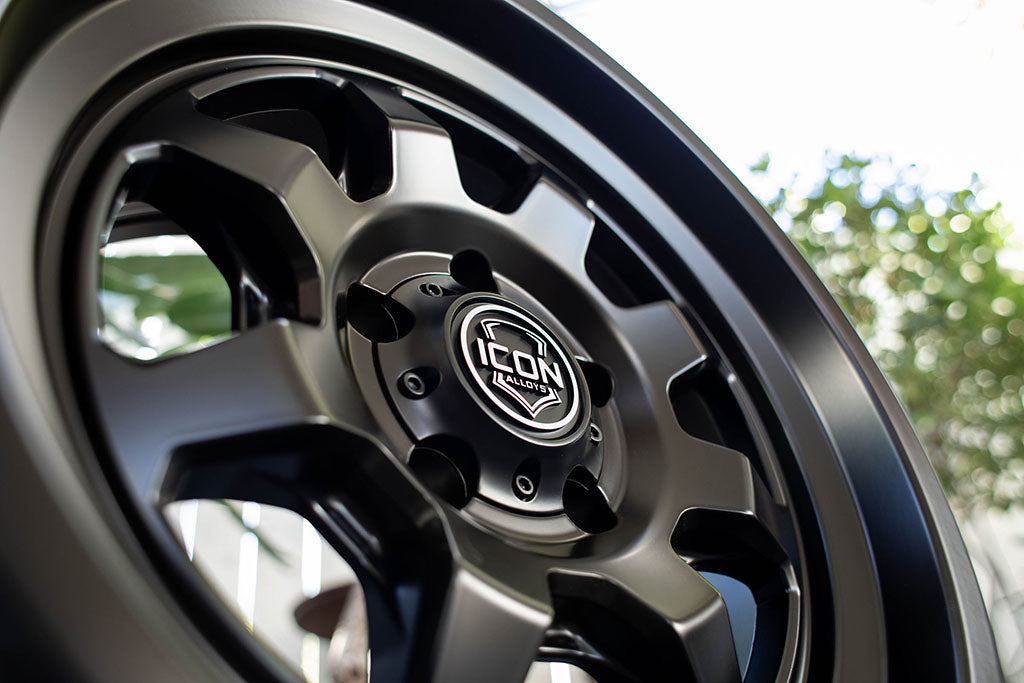 Nuevo 17 X 8.5 / 6 X 135 6MM Offset 5 Inch Back Space Satin Black, ICON Alloys
