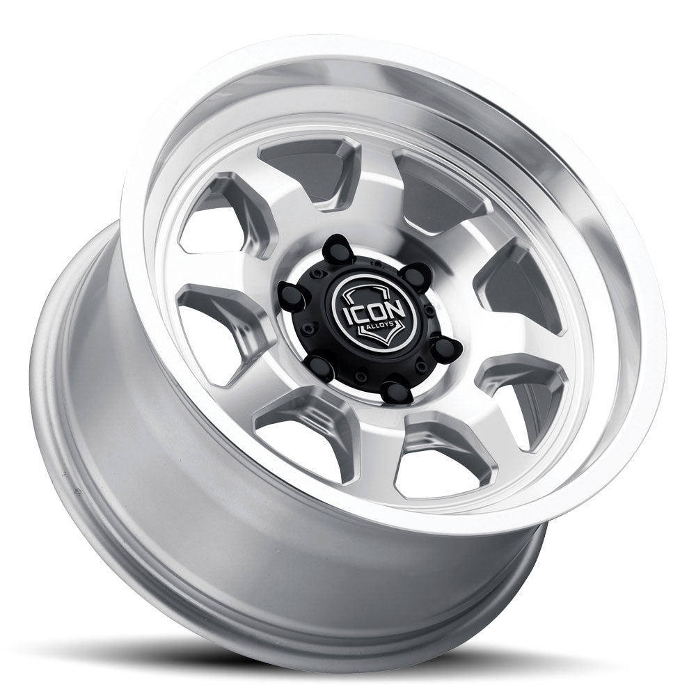 Nuevo 17 X 8.5 / 6 X 135 6MM Offset 5 Inch Back Space Sliver Machined, ICON Alloys