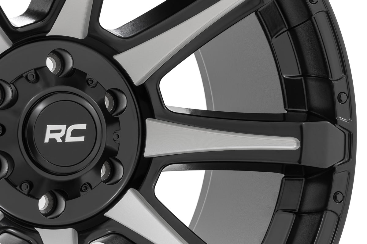 81 Series Wheel One-Piece Semi Gloss Black w/machined spokes 20x10 6x5.5 -19 Rough Country
