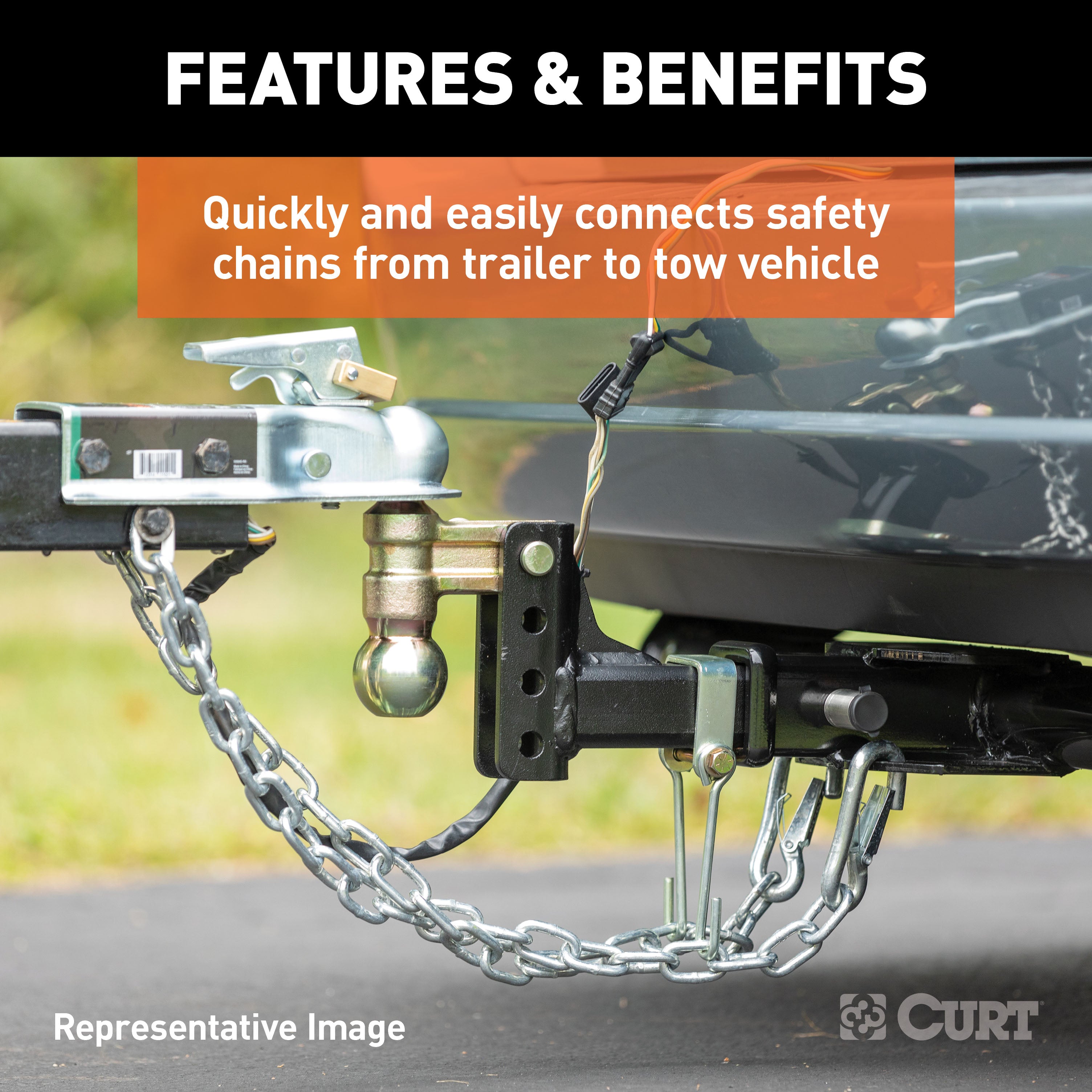 CURT Snap Hook Trailer Safety Chain Hook Carabiner Clip, 7/16-Inch Diameter, 5,000 lbs Model 81271
