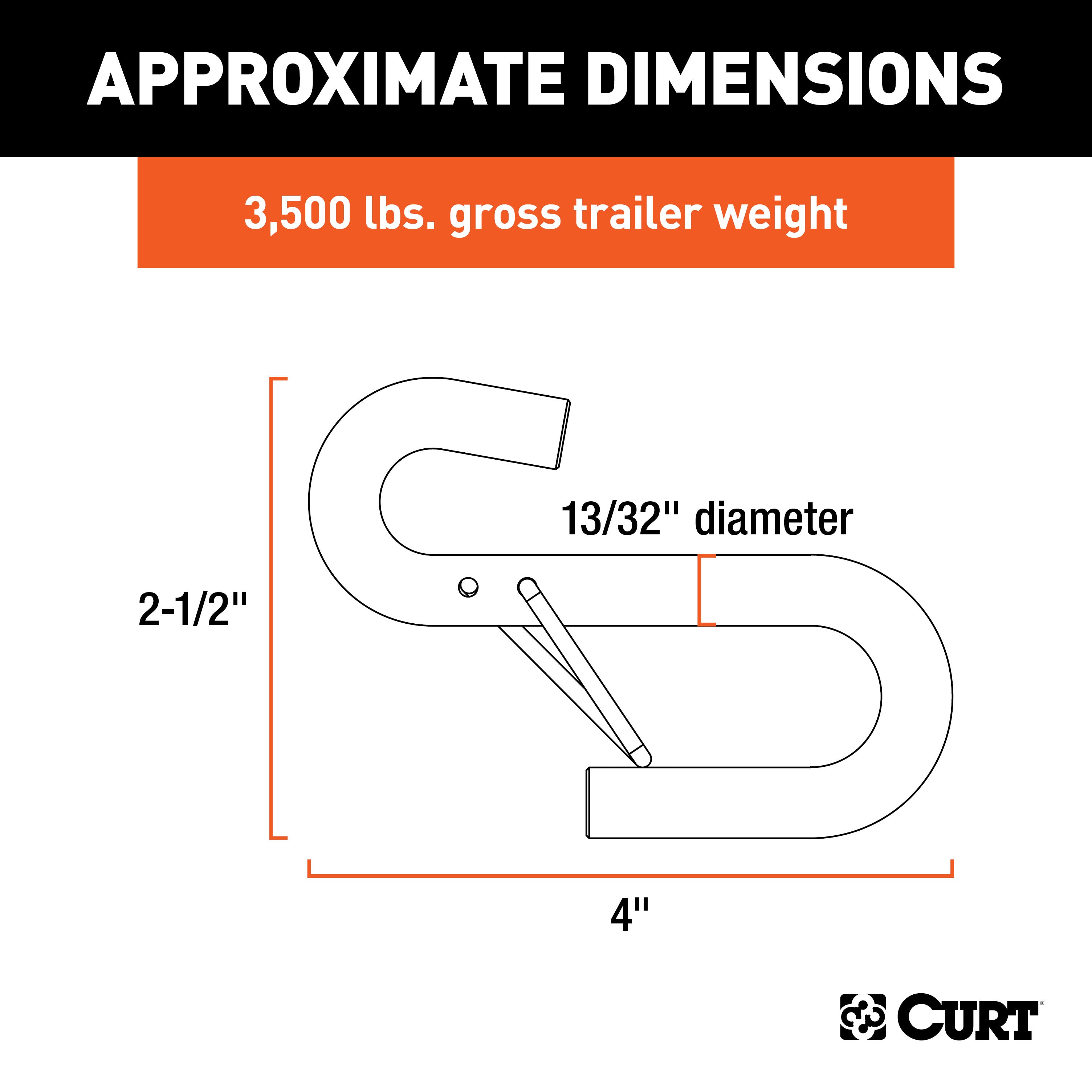 CURT 13/32-Inch Certified Trailer Safety Chain S-Hook with Latch, 3,500 lbs Model 81840