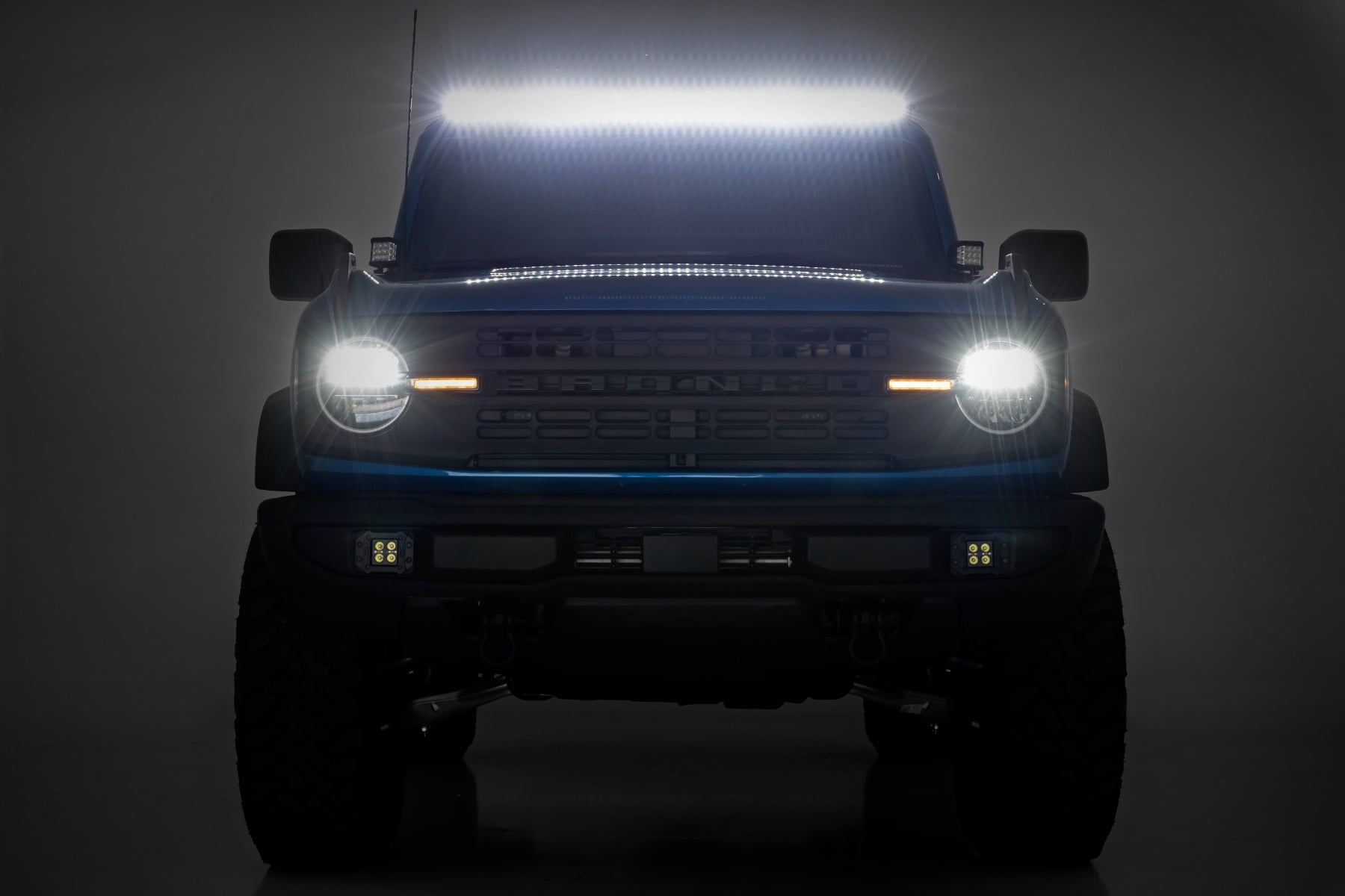 LED Light Kit Upper Windshield 50 Inch Spectrum Single Row Ford Bronco (21-25) Rough Country
