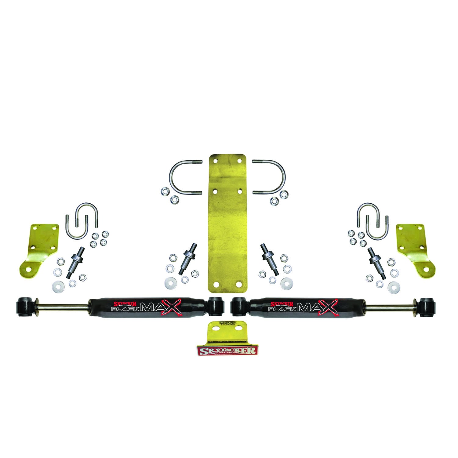Steering Stabilizer Dual Kit Incl. Black Max Steering Dampners Brackets Hardware For Use w/HD Tie Rod PN JK717TR Or Other Aftermarket Tie Rod Using 1.75 Inch OD Black Skyjacker