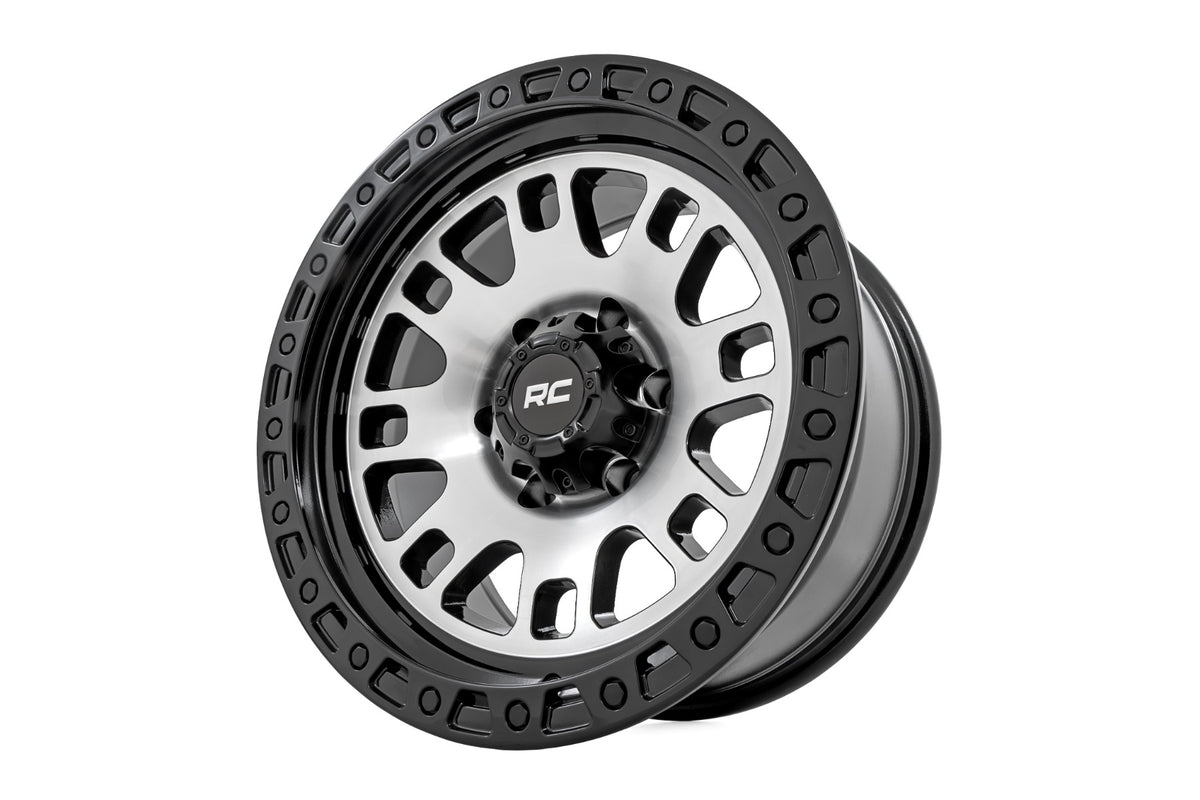 82 Series Wheel One-Piece Machined Semi Gloss Black 17x9 5x4.5 -12mm Rough Country
