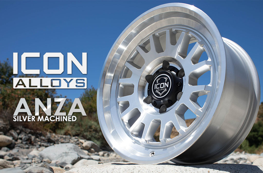 Anza 17 X 8.5 / 5 X 150 25MM Offset 5.75 Inch Back Space Sliver Machined, ICON Alloys