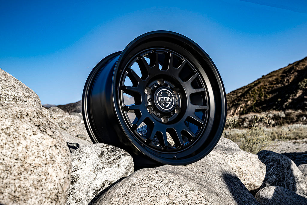 Anza 17 X 8.5 5 X 5.5 0MM Offset 4.75 Inch Back Space Satin Black, ICON Alloys