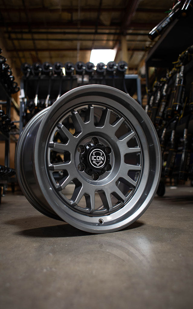Anza 17 X 8.5 / 6 X 5.5 25MM Offset 5.75 Inch Back Space Gun Metal, ICON Alloys
