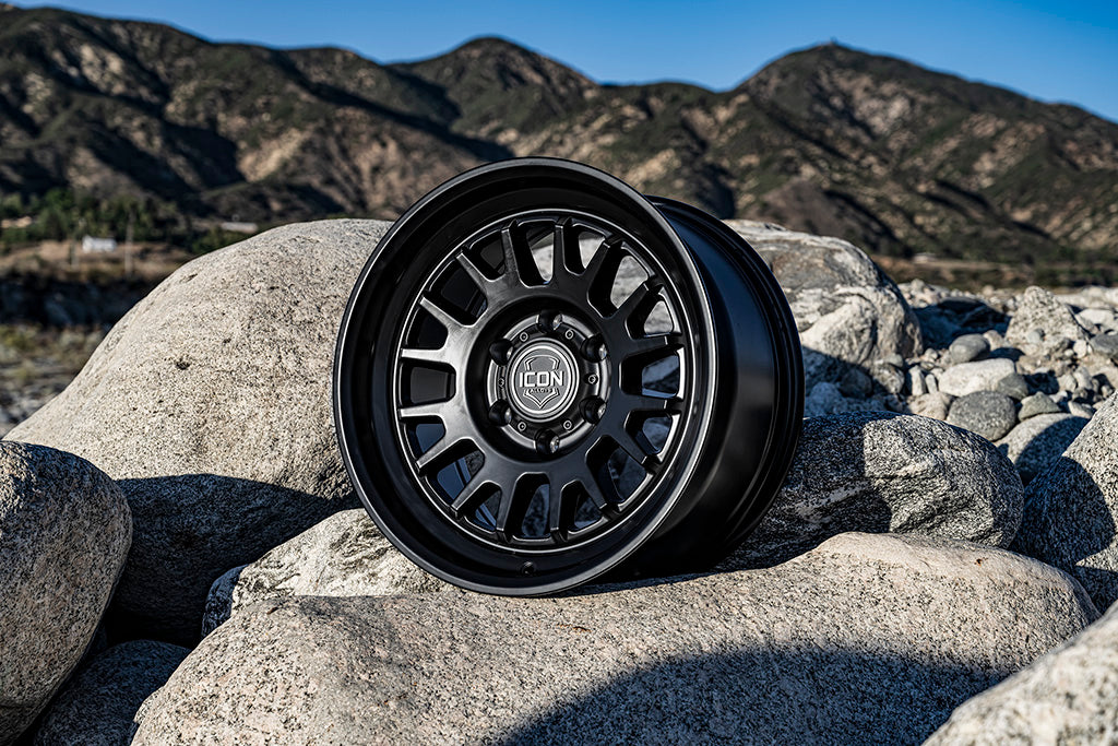 Anza 17 X 8.5 / 6 X 120 0MM Offset 4.75 Inch Back Space Satin Black, ICON Alloys