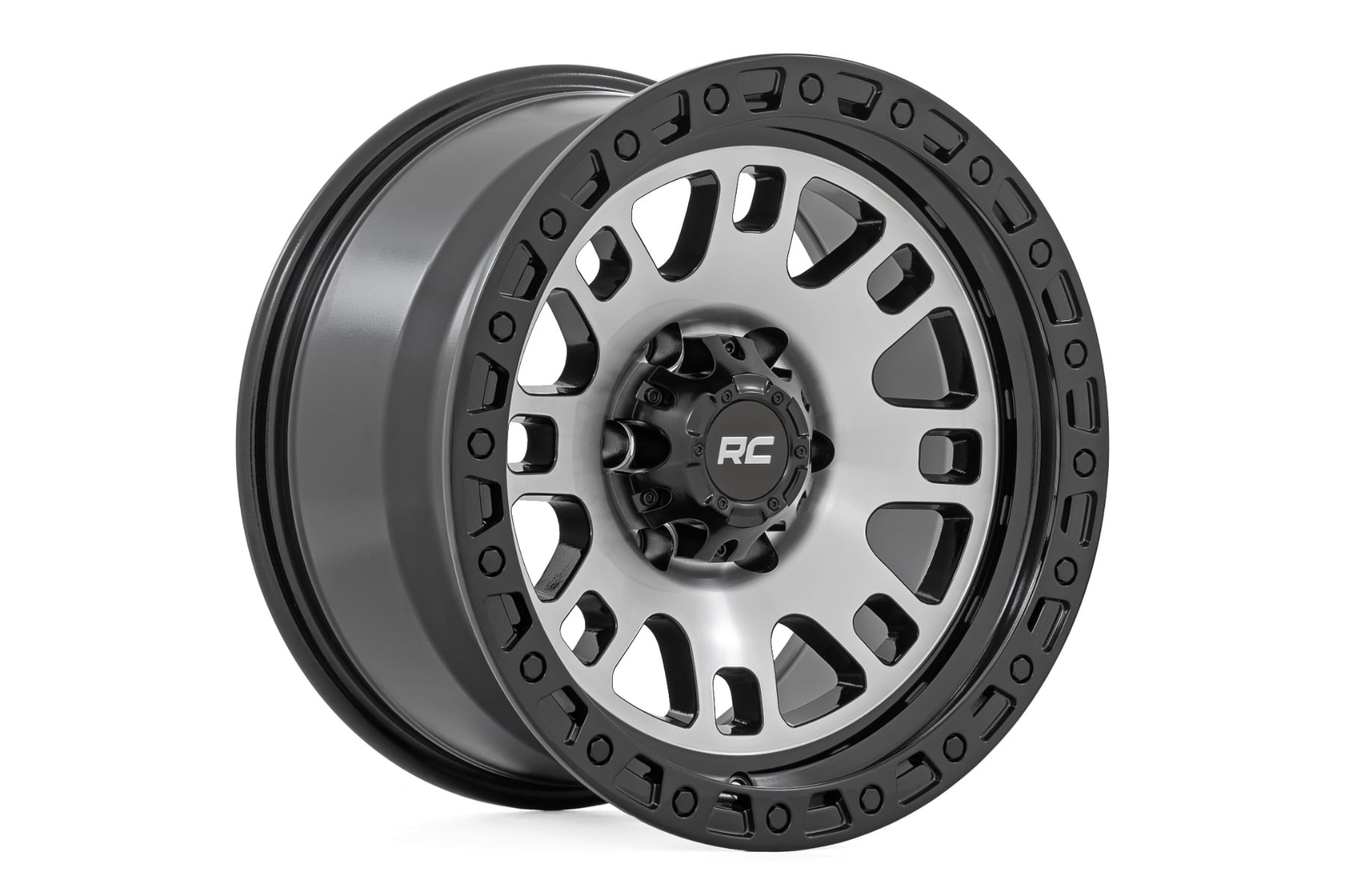 82 Series Wheel One-Piece Machined Semi Gloss Black 18x9 6x5.5 -12mm Rough Country