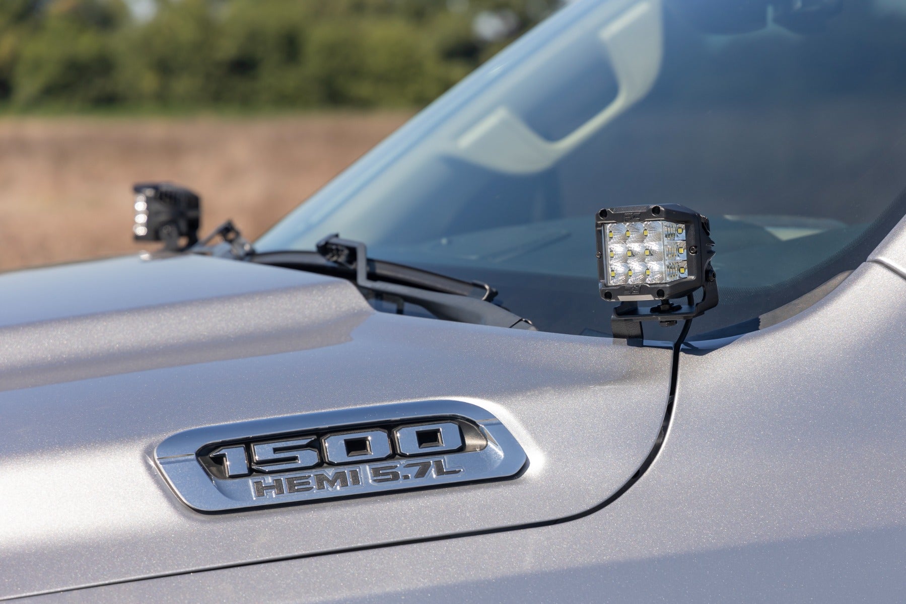 LED Light Kit Ditch Mount 2 Inch Black Pair Amber DRL Ram 1500 (19-26) Rough Country