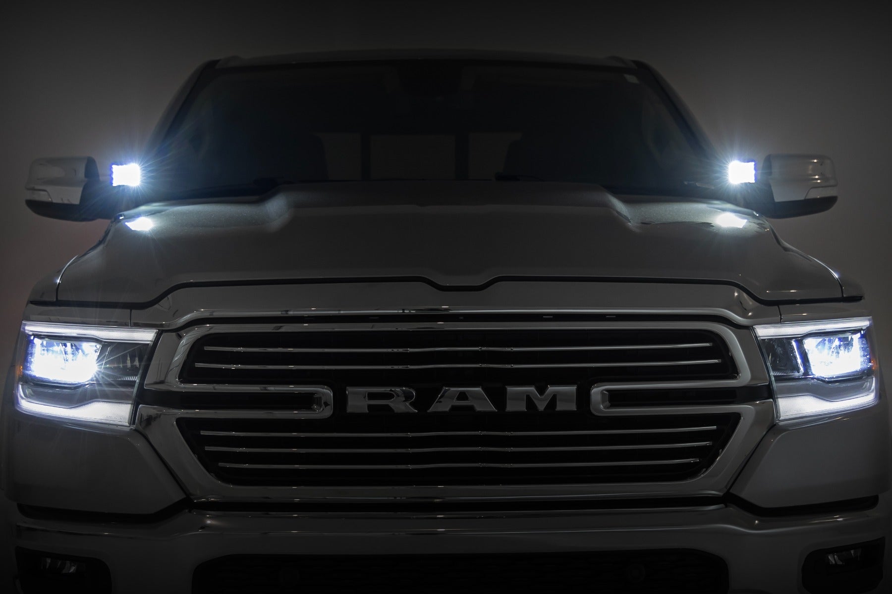 LED Light Kit Ditch Mount 2 Inch Black Pair Flood Ram 1500 2WD/4WD (19-26) Rough Country