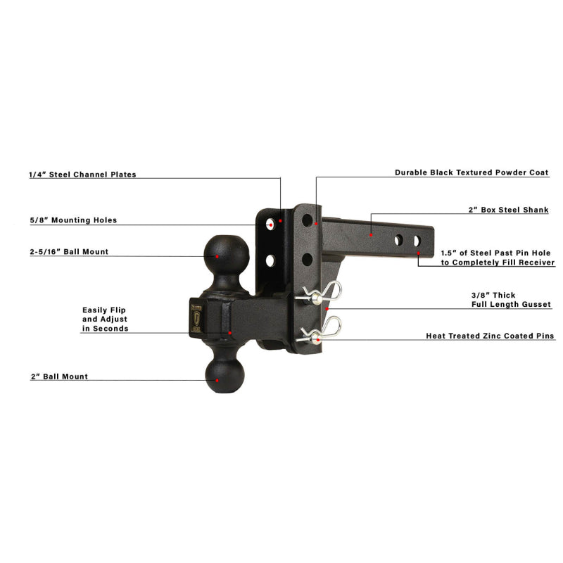 BulletProof Hitches 2.0" Medium Duty 2" Drop/Rise Hitch Model MD202