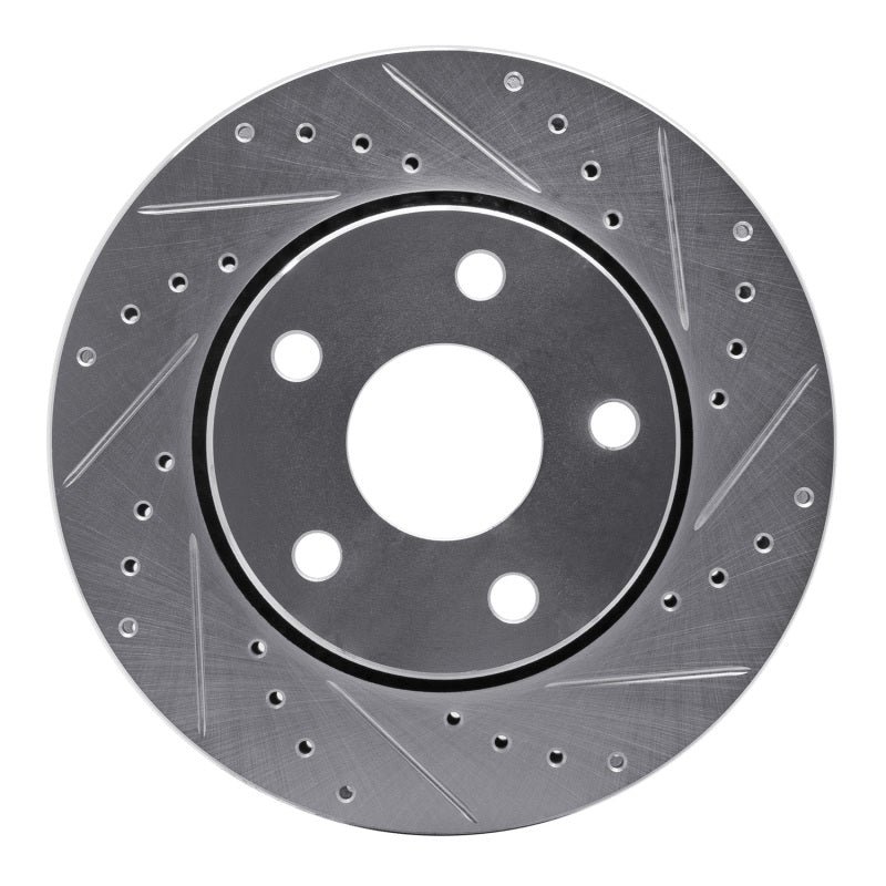 R1 07-18 Jeep Wrangler Front Right Drilled & Slotted Silver Brake Rotor