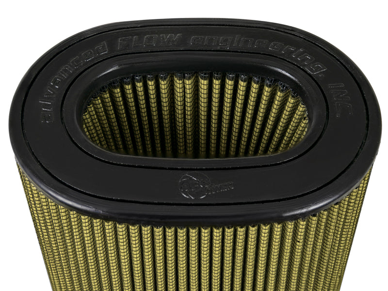 afe Momentum Intake replacement air filter featuring a cylindrical design with a textured surface, measuring 9 inches in height.