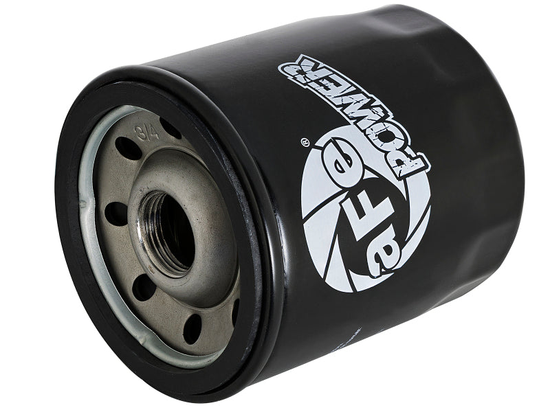 AFE ProGuard oil filter featuring a black exterior with the AFE logo, designed for high-performance engine protection.