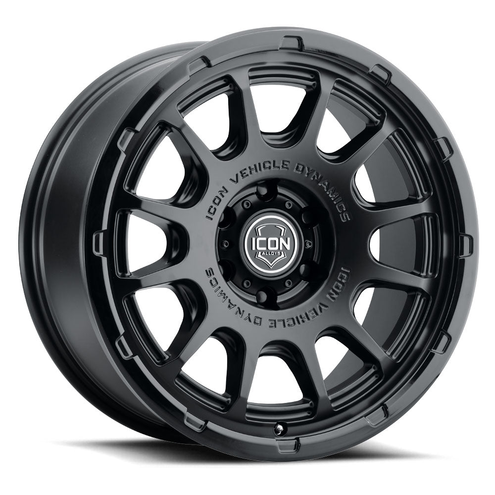 Rancho 20 X 9 / 6 X 5.5 16MM Offset 5.625 Inch Back Space Double Black, ICON Alloys