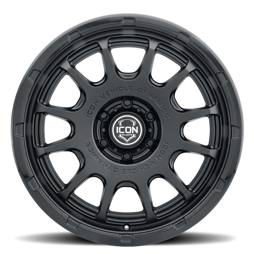 Rancho 20 X 9 / 6 X 5.5 16MM Offset 5.625 Inch Back Space Double Black, ICON Alloys