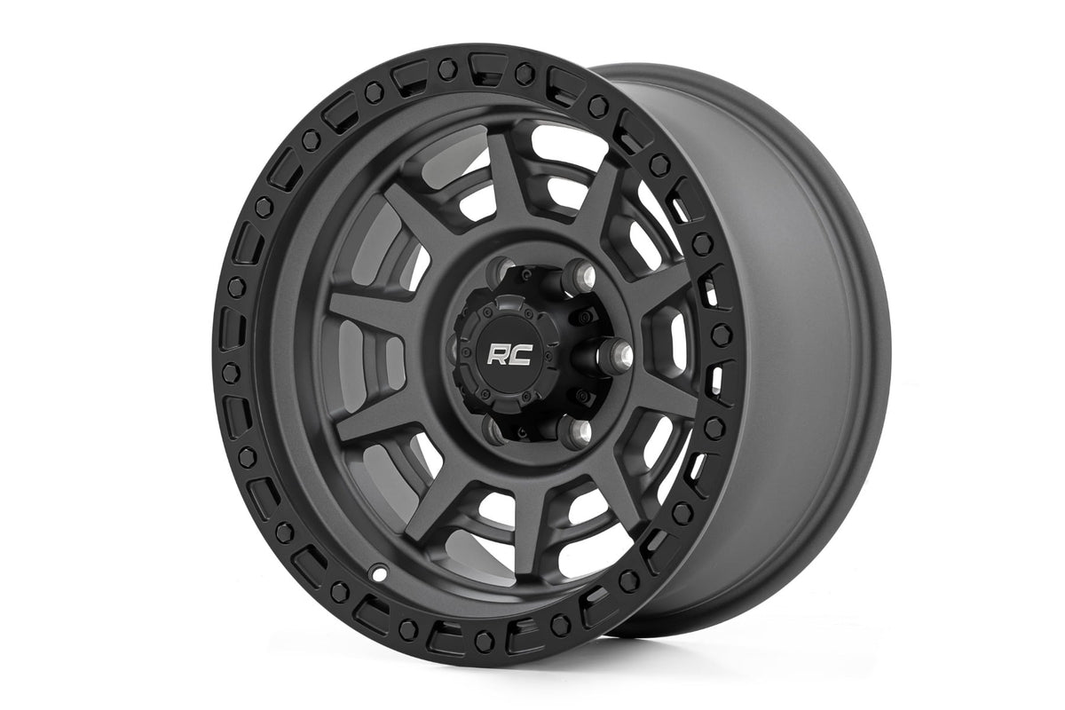 85 Series Wheel Simulated Beadlock Gunmetal Gray/Black 17x9 6x135 -12mm Rough Country