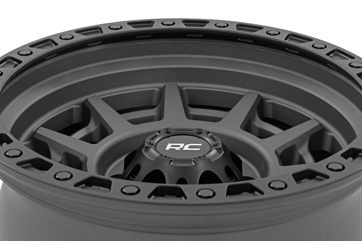 85 Series Wheel Simulated Beadlock Gunmetal Gray/Black 17x9 6x135 -12mm Rough Country