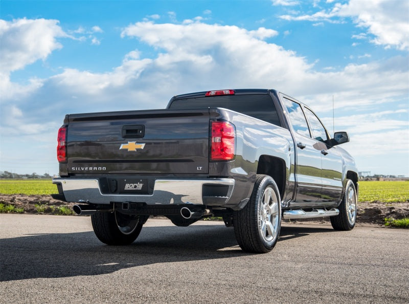 Borla 14 Silv/Sierra 1500 C/B Touring Exhaust /2.75in in Muffler 2.25inout 4inTIp SS Rear Exit