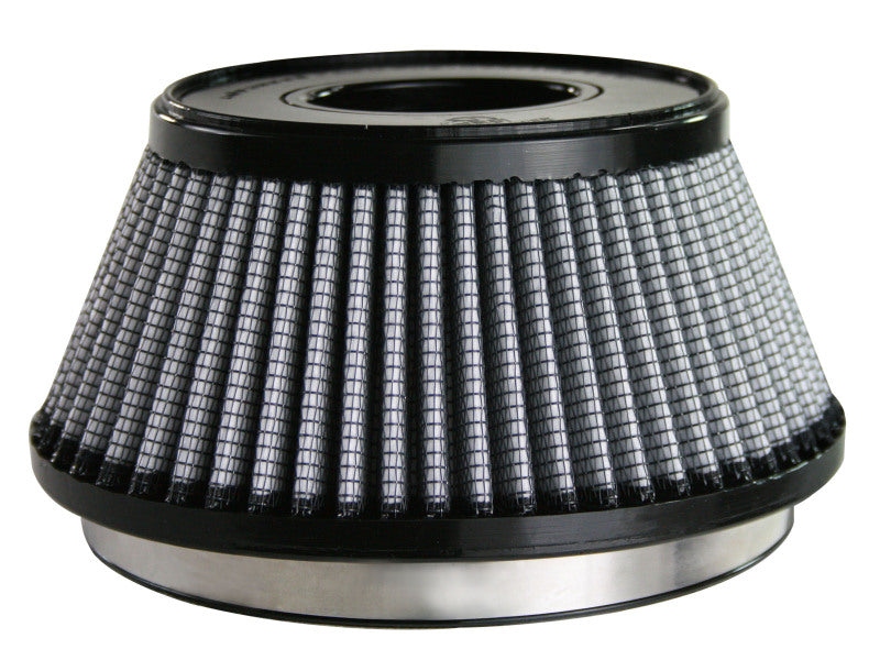 afe Magnum FORCE replacement air filter with a conical design, featuring a black mesh exterior and a metal base for enhanced airflow.