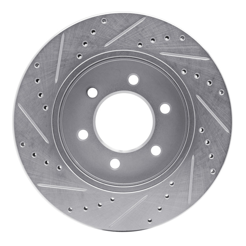R1 04-08 Ford F-150 4WD Front Right Drilled & Slotted Silver Brake Rotor