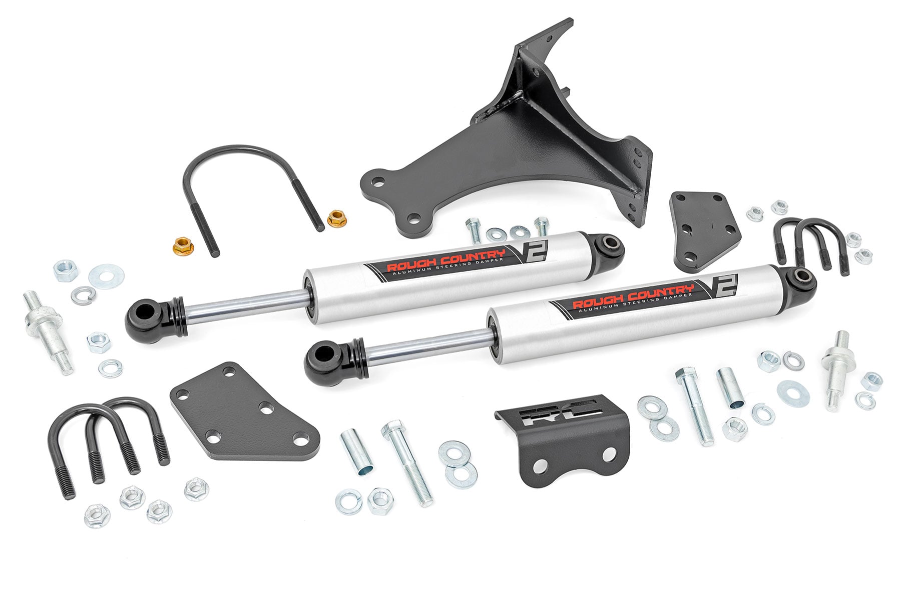 V2 Steering Stabilizer Dual 2-8 Inch Lift Ford F-250/F-350 Super Duty (05-26) Rough Country