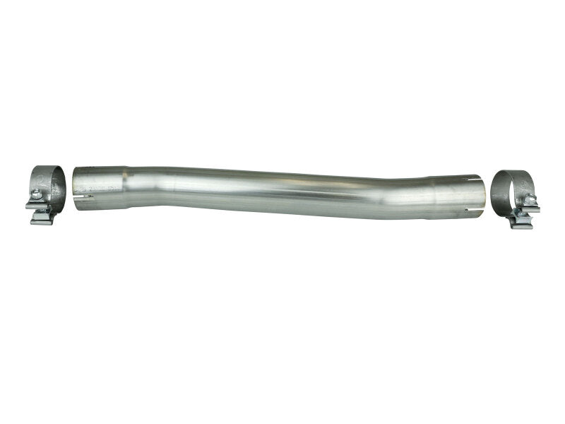 afe MACH Force-Xp muffler delete pipe with 2-1/2 inch inlet and outlet, 24 inch overall length, featuring two clamps.
