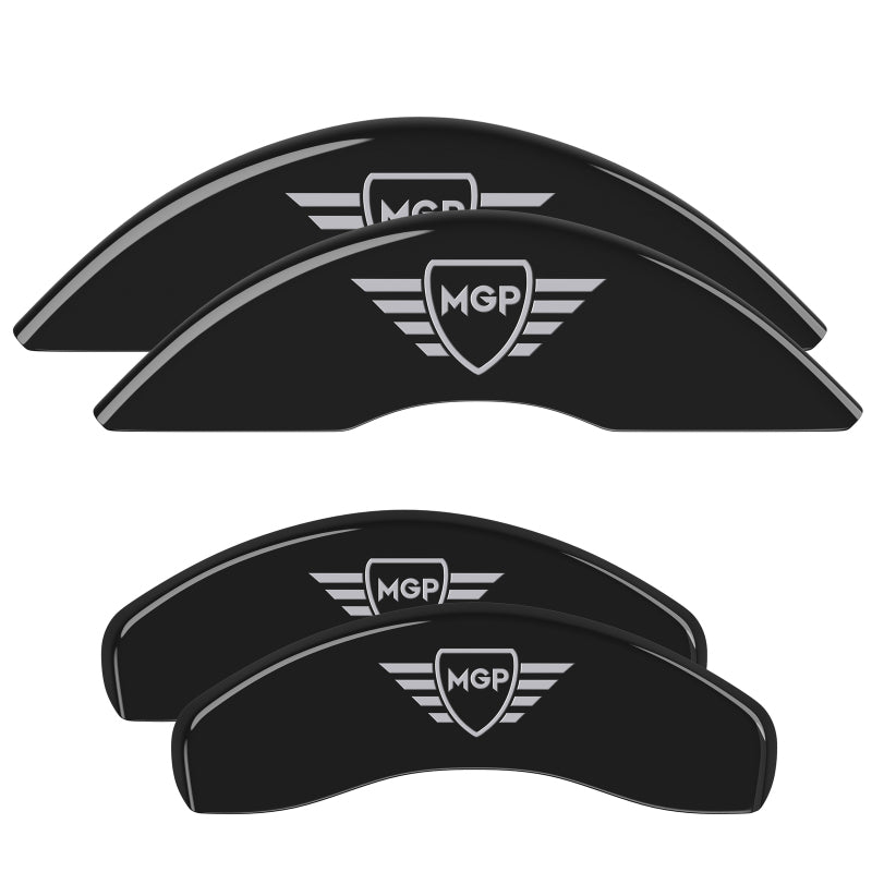 MGP 4 Caliper Covers Engraved F&R MGP Black Finish Silver Characters 11-18 Jeep Grand Cherokee
