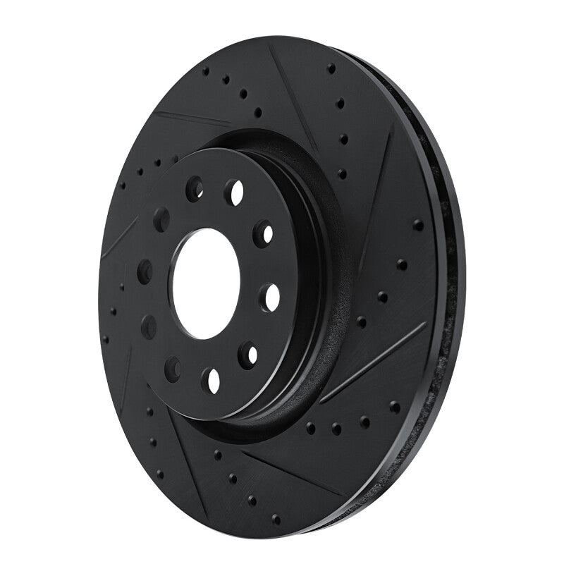 R1 18-25 Jeep Gladiator Front Right Drilled & Slotted Black Brake Rotor