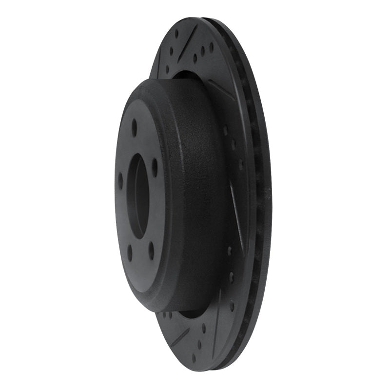R1 10-11 Ford Ranger (USA/Canada) Rear Left Drilled & Slotted Black Brake Rotor