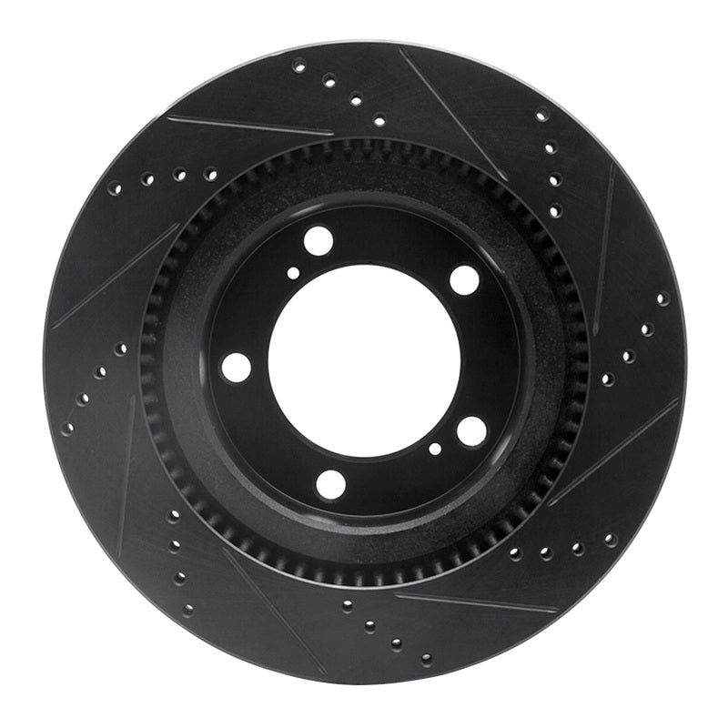 R1 07-22 Lexus LX570 Front Left Drilled & Slotted Black Brake Rotor