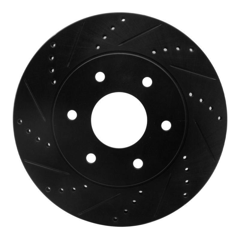 R1 04-05 Infiniti QX56 Front Left Drilled & Slotted Black Brake Rotor