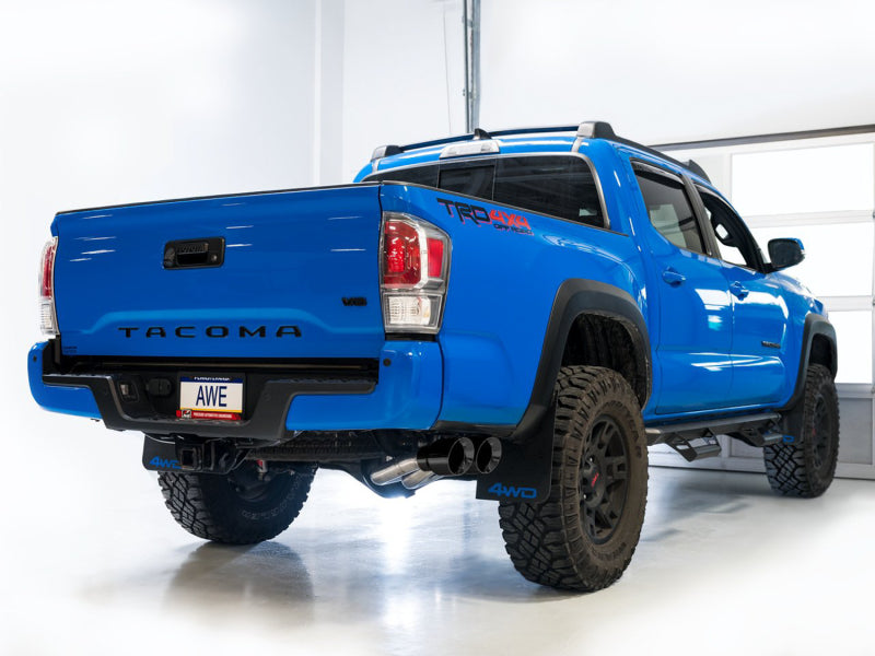 AWE Tuning 16-22 Toyota Tacoma 0FG Cat-Back Exhaust w/ BashGuard - Dual Diamond Black Tips