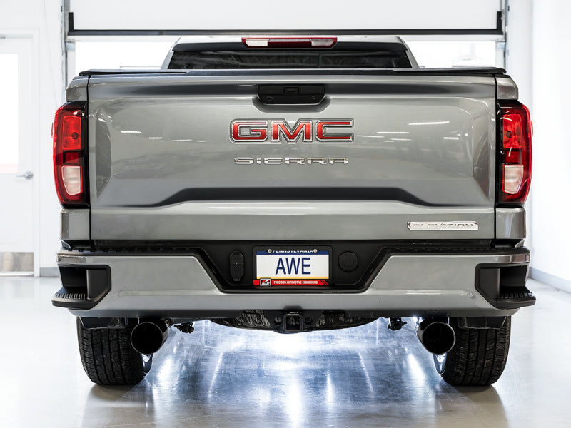 AWE Tuning 4th Gen GM 1500 5.3L 0FG Cat-Back Split Rear Exit (Flat Bumper) - Dual Diamond Tips