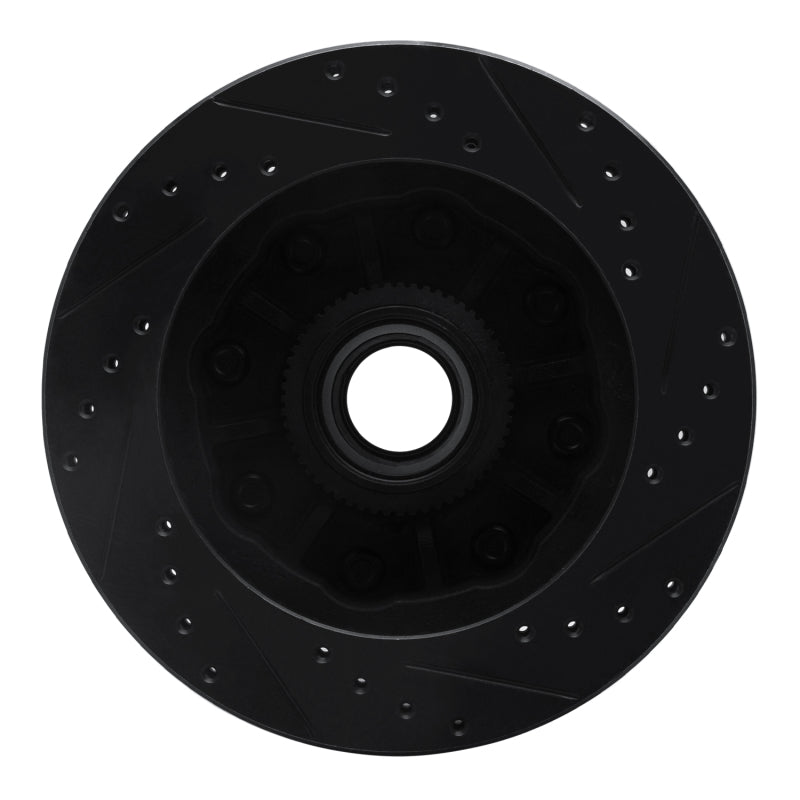 R1 92-02 Chevrolet G30 Front Left Drilled & Slotted Black Brake Rotor