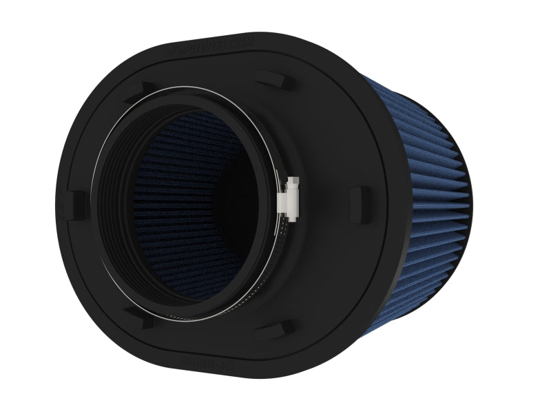 afe Magnum FORCE replacement air filter featuring a blue pleated design, designed for optimal airflow and performance.