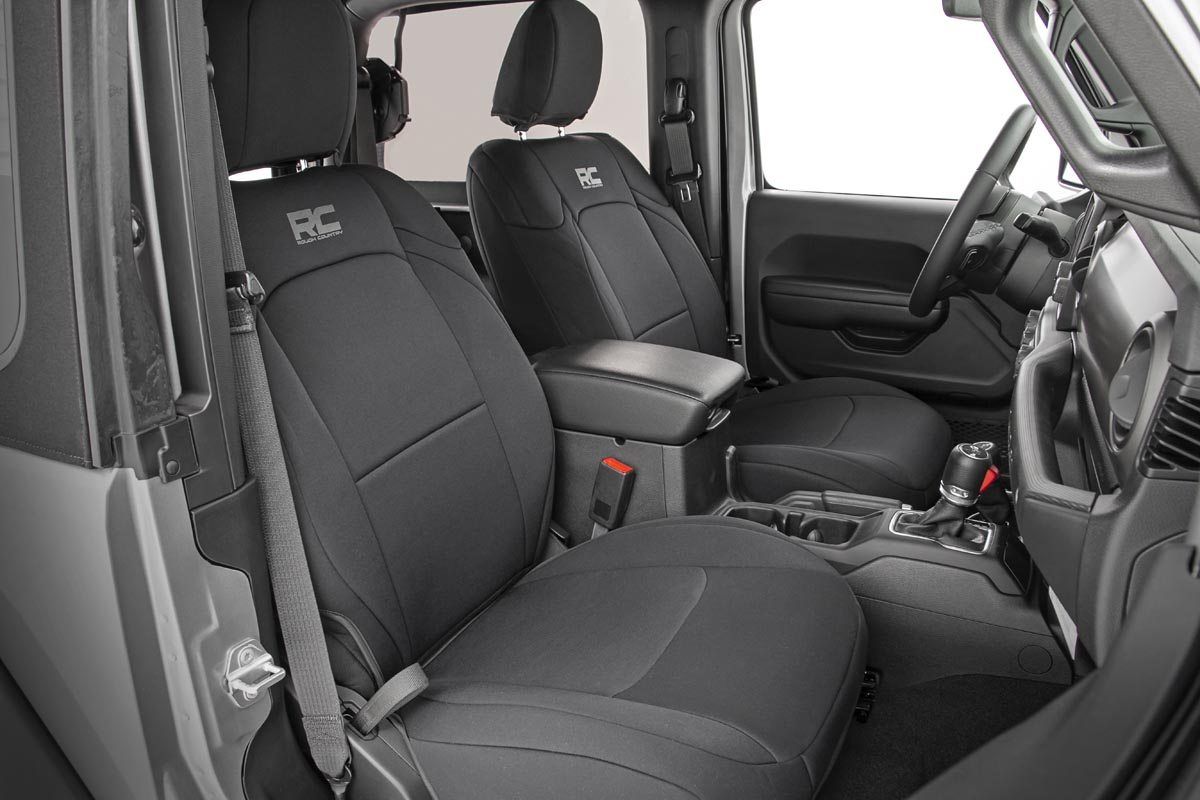 Seat Covers Front and Rear w/ Armrest Jeep Wrangler Unlimited 4WD (18-26) Rough Country