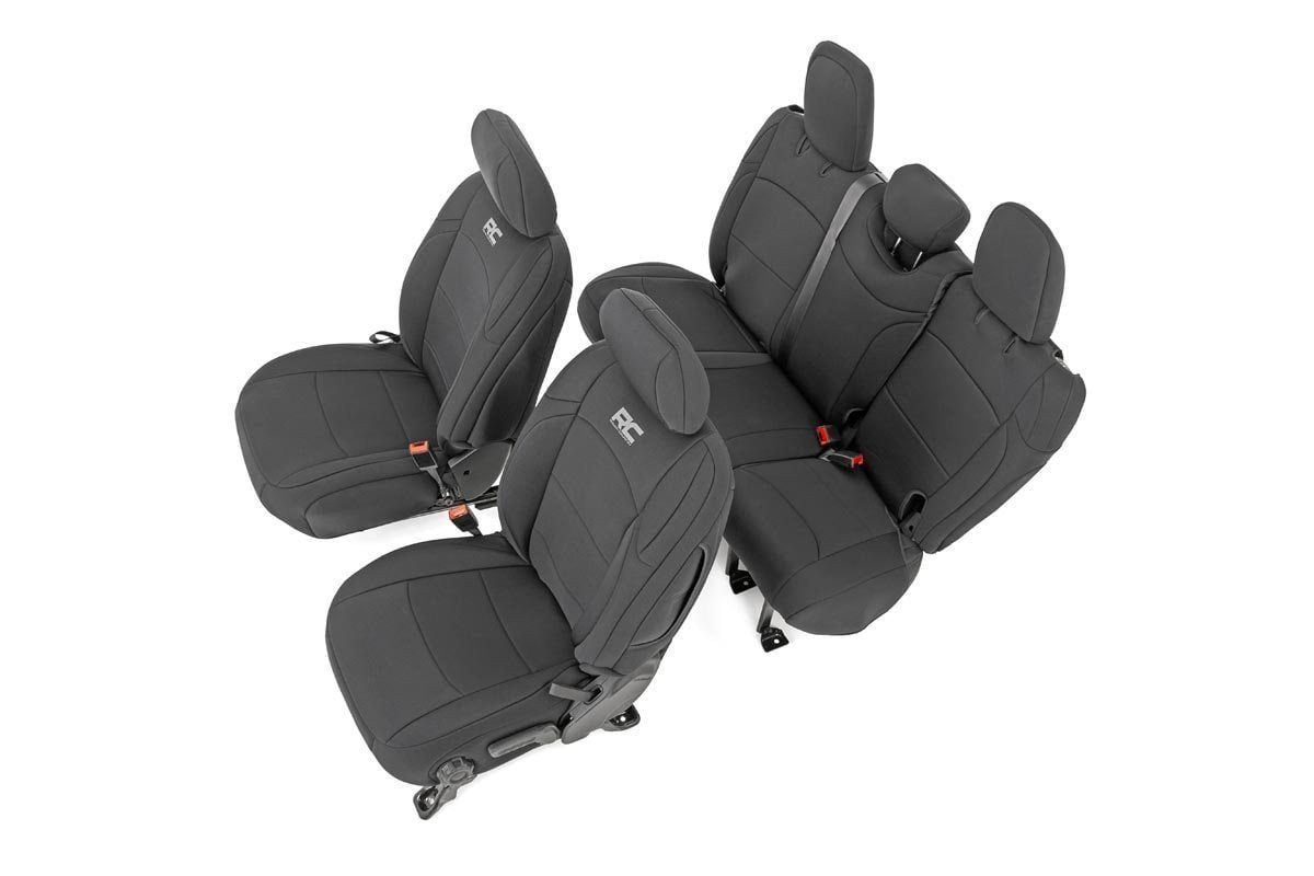 Seat Covers Front and Rear w/ Armrest Jeep Wrangler Unlimited 4WD (18-26) Rough Country