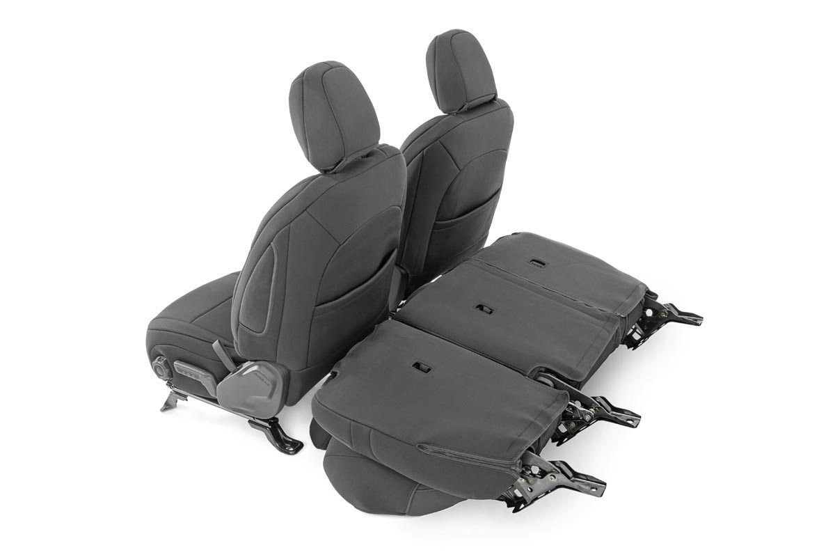 Seat Covers Front and Rear w/ Armrest Jeep Wrangler Unlimited 4WD (18-26) Rough Country