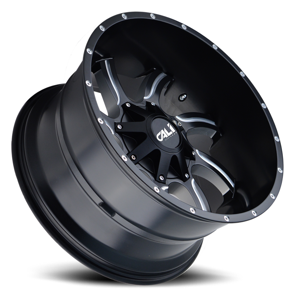 Cast Aluminum Wheels Twisted 9102 SB 20x14 Milled Spokes Satin Black 8 On 180 Bolt Pattern -76 Offset Cali Offroad Wheels