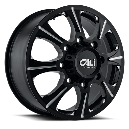 Dually Wheels Brutal Dually 9105 BK-M 22x8.25 Black 8 On 165.1 Bolt Pattern 127 Offset 121.3 Bore Cali Offroad Wheels