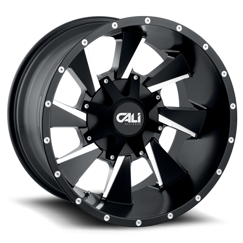 Cast Aluminum Wheels Distorted 9106 SB 22x12 Milled Spokes Satin Black 6 On 135/6 On139.7 Bolt Pattern -44 Offset Cali Offroad Wheels