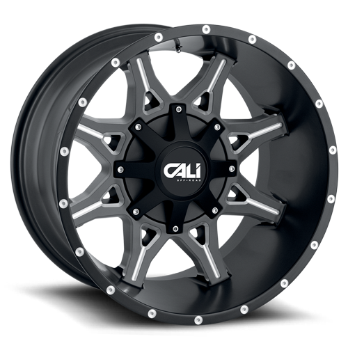 Cast Aluminum Wheels Obnoxious 9107 SB 24x12 Milled Spokes Satin Black 6 On 135/6 On139.7 Bolt Pattern -44 Offset Cali Offroad Wheels