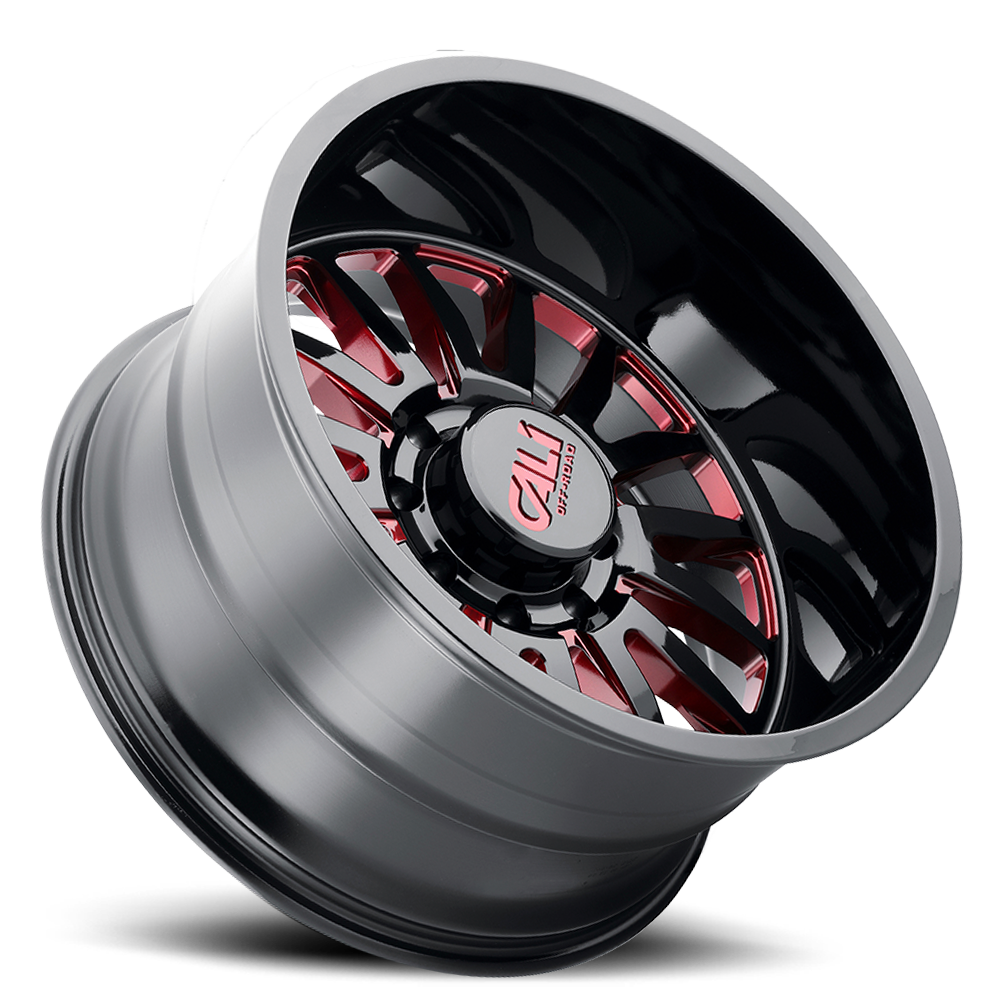 Cast Aluminum Wheels Summit 9110 GB-RD 20x12 Red Milled Spokes Gloss Black 5 On 139.7 Bolt Pattern -51 Offset Cali Offroad Wheels