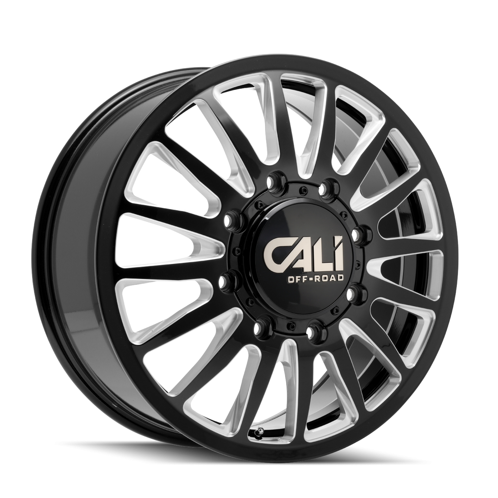 Dually Wheels Summit Dually 9110D GB 20x8.25 Milled Spokes Gloss Black 8 On 210 Bolt Pattern 115 Offset Cali Offroad Wheels